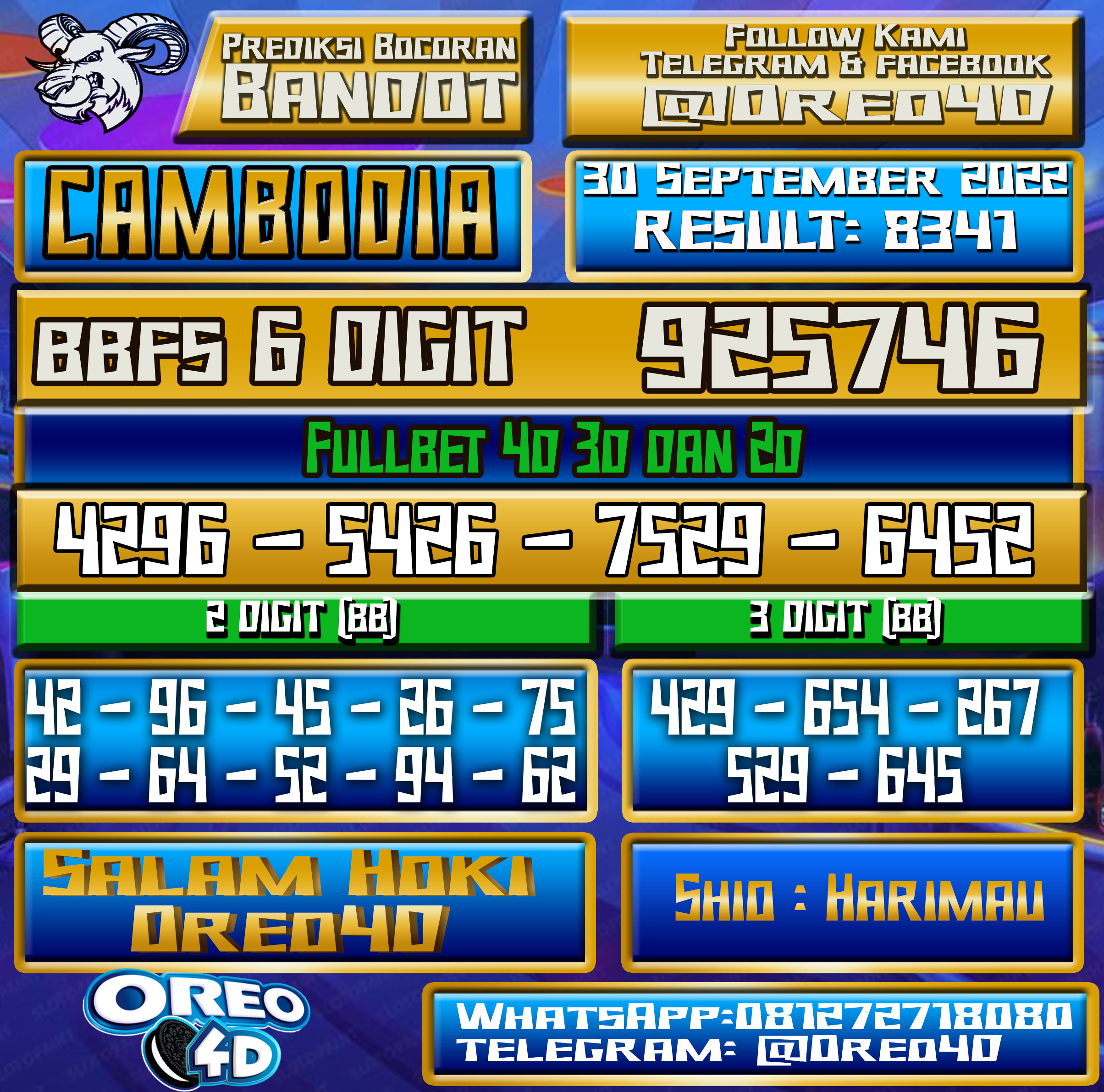 CAMBODIAPrediksi Togel Cambodia 30  eptember 2022