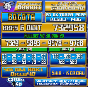 PREDIKSI TOGEL BOGOTA 20 oktober 2022