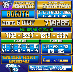 PREDIKSI TOGEL BOGOTA 21 oktober 2022