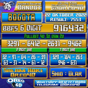 PREDIKSI TOGEL BOGOTA 22 oktober  2022