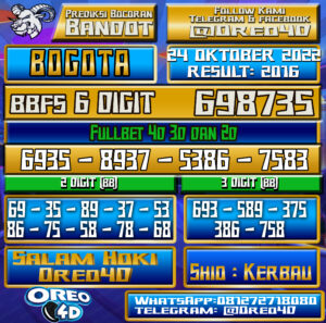 PREDIKSI TOGEL BOGOTA 24 oktober 2022