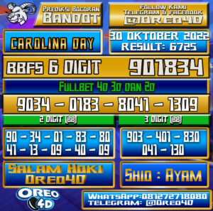 PREDIKSI TOGEL CAROLINA DAY 30 oktober 2022