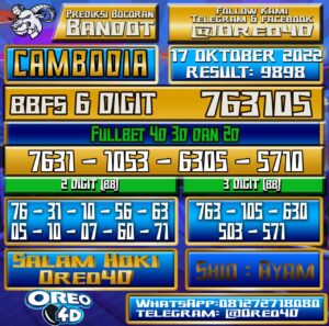 Prediksi Togel Cambodia 17 Oktober 2022