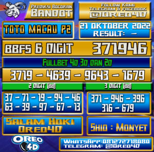 PREDIKSI TOGEL TOTO MACAU P2 21 oktober 2022