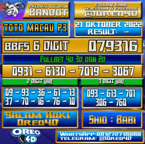 PREDIKSI TOGEL TOTO MACAU P3 21 oktober 2022
