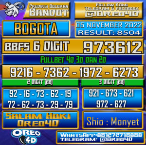 PREDIKSI TOGEL BOGOTA 05 November 2022