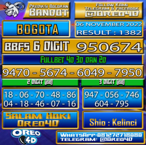 PREDIKSI TOGEL BOGOTA 06 November 2022