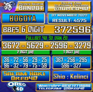 PREDIKSI TOGEL BOGOTA 07 November 2022 