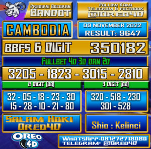 Bocoran Togel Cambodia 09 november 2022