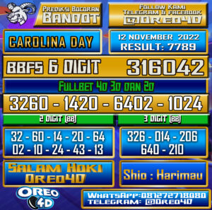 PREDIKSI TOGEL CAROLINA DAY 12 november 2022