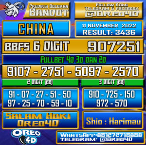 Bocoran Togel China 11 november 2022