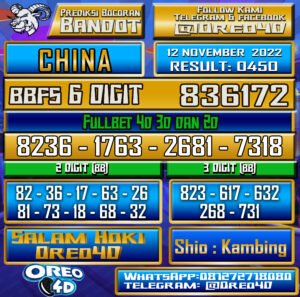 Bocoran Togel China 12 november 2022