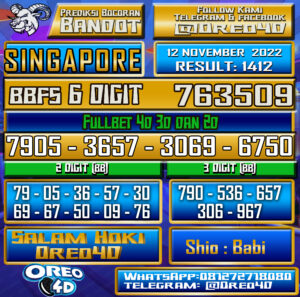 Bocoran Togel SINGAPORE 12 november 2022