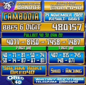 Bocoran Togel Cambodia 14 November 2022