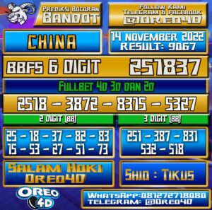 Bocoran Togel China 14 November 2022