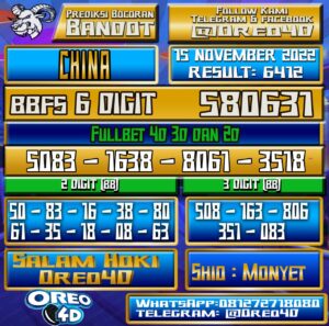 Bocoran Togel China 15 November 2022