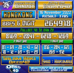 Bocoran Togel Hongkong 16 november 2022