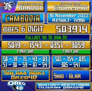Bocoran Togel Cambodia 16 November 2022