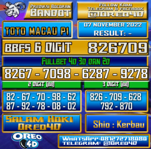 Bocoran Togel TotoMacau P1 06 november 2022