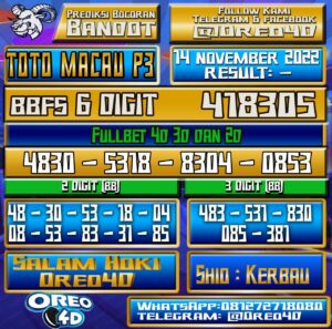 PREDIKSI TOTO MACAU P3 14 november 2022