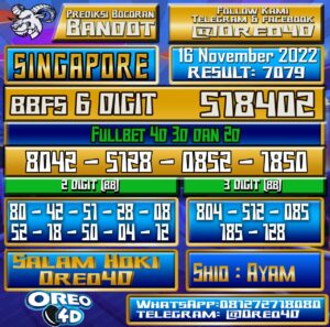 Bocoran Togel SINGAPORE 16 November 2022
