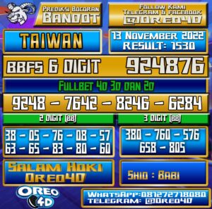 Bocoran Togel TAIWAN 13 november 2022