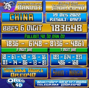Bocoran Togel China 19 Desember 2022