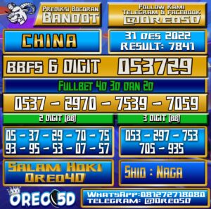 Bocoran Togel China 31 Desember 2022