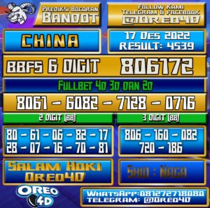 Bocoran Togel China 17 Desember 2022