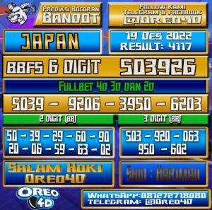 Bocoran Togel JAPAN 19 Desember 2022