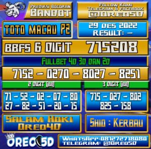 PREDIKSI TOTO MACAU P2 29 Desember 2022
