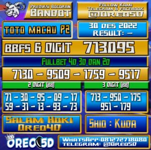 PREDIKSI TOTO MACAU P2 30 Desember 2022