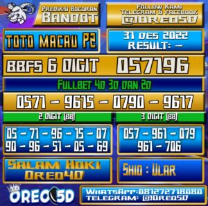 PREDIKSI TOTO MACAU P2 31 Desember 2022