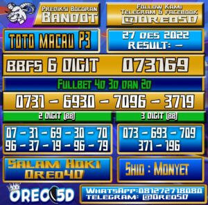 PREDIKSI TOTO MACAU P3 27 Desember 2022