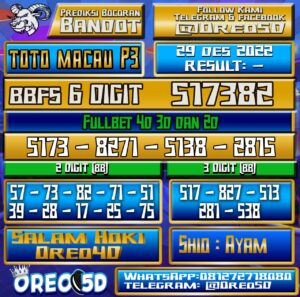 PREDIKSI TOTO MACAU P3 29 Desember 2022