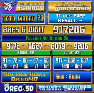 PREDIKSI TOTO MACAU P3 31 Desember 2022