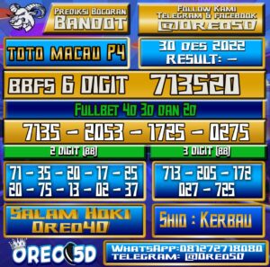 PREDIKSI TOTO MACAU P4 30 Desember 2022