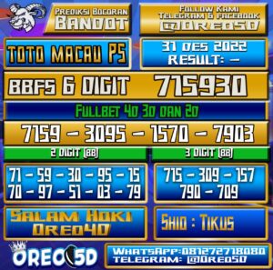 PREDIKSI TOTO MACAU P5 31 Desember 2022