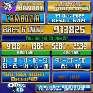 Bocoran Togel Cambodia 19 Desember 2022