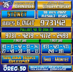 Bocoran Togel SYDNEY 30 Desember 2022