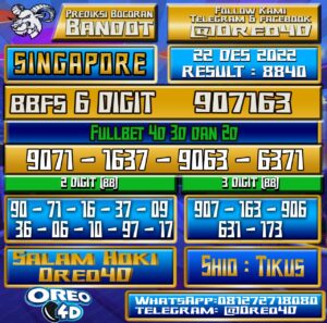 Bocoran Togel SINGAPORE 22 Desember 2022
