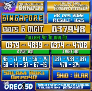 Bocoran Togel SINGAPORE 28 Desember 2022