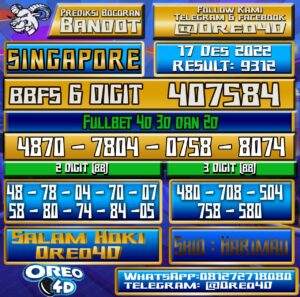 Bocoran Togel SINGAPORE 17 Desember 2022