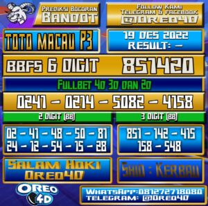 PREDIKSI TOTO MACAU P3 19 Desember 2022