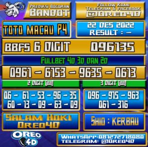 PREDIKSI TOTO MACAU P4 22 Desember 2022
