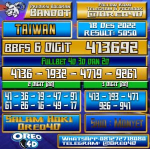 Bocoran Togel TAIWAN 18 Desember 2022