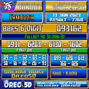 Bocoran Togel Cambodia 13 Januari 2023