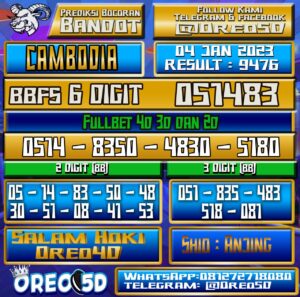 Bocoran Togel Cambodia 4 Januari 2023