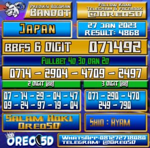 Bocoran Togel JAPAN 27 Januari 2023