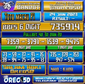 Bocoran Togel TotoMacau P1 24 Januari 2023